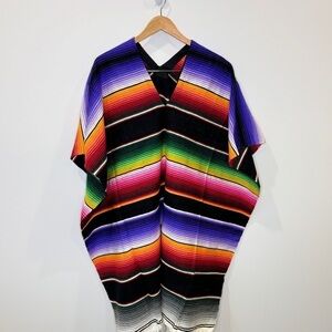 Del Mex Multi Color Mexican Cotton Serape Poncho